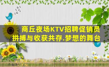 商丘夜场KTV招聘促销员拼搏与收获共存.梦想的舞台